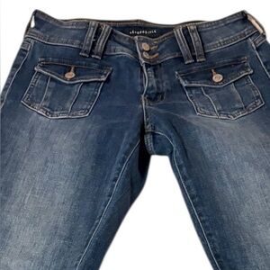 Aeropostale Women's Dark Wash Bootcut Jeans with Flap Pockets